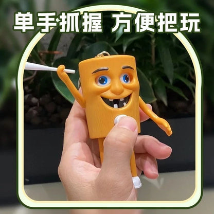 Bigman FunFace Wooden Figure – Funny Face Changing Cartoon Keychain Toy for Kids & Desk Decoration