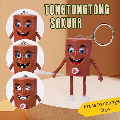 Bigman FunFace Wooden Figure – Funny Face Changing Cartoon Keychain Toy for Kids & Desk Decoration